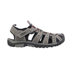 PDQ Youth Boys Toggle & Touch Fastening Synthetic Nubuck Trail Sandals / Grey/Re